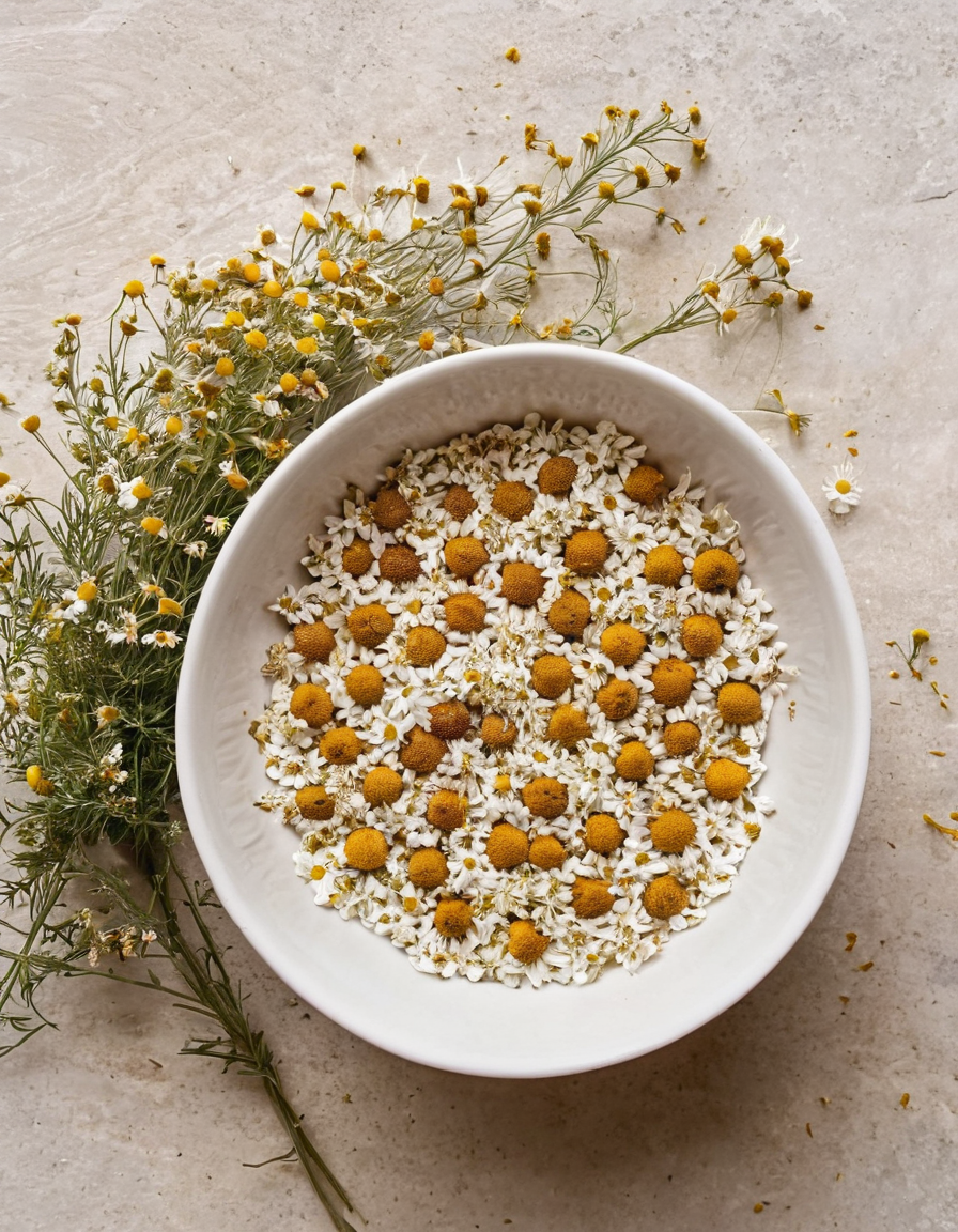 sleep aid capsules in a ceramic bowl with dried flowers