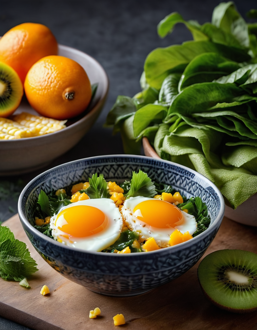 dark leafy greens and corn close-up for eye health