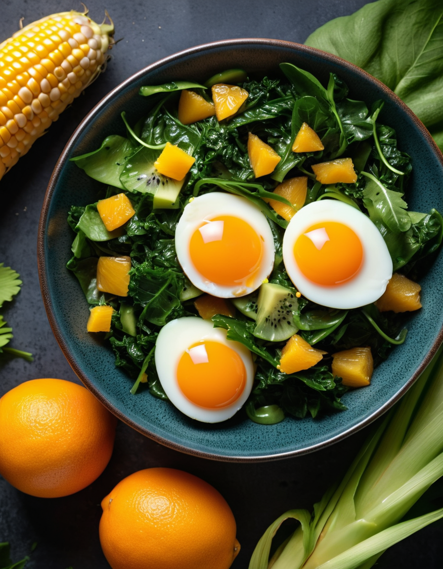 leafy greens and citrus ingredients close-up