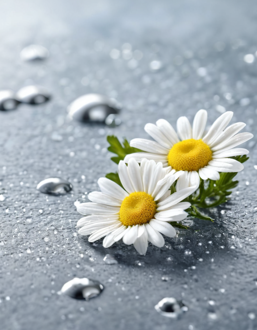 fresh water droplets on a pale clean surface close-up