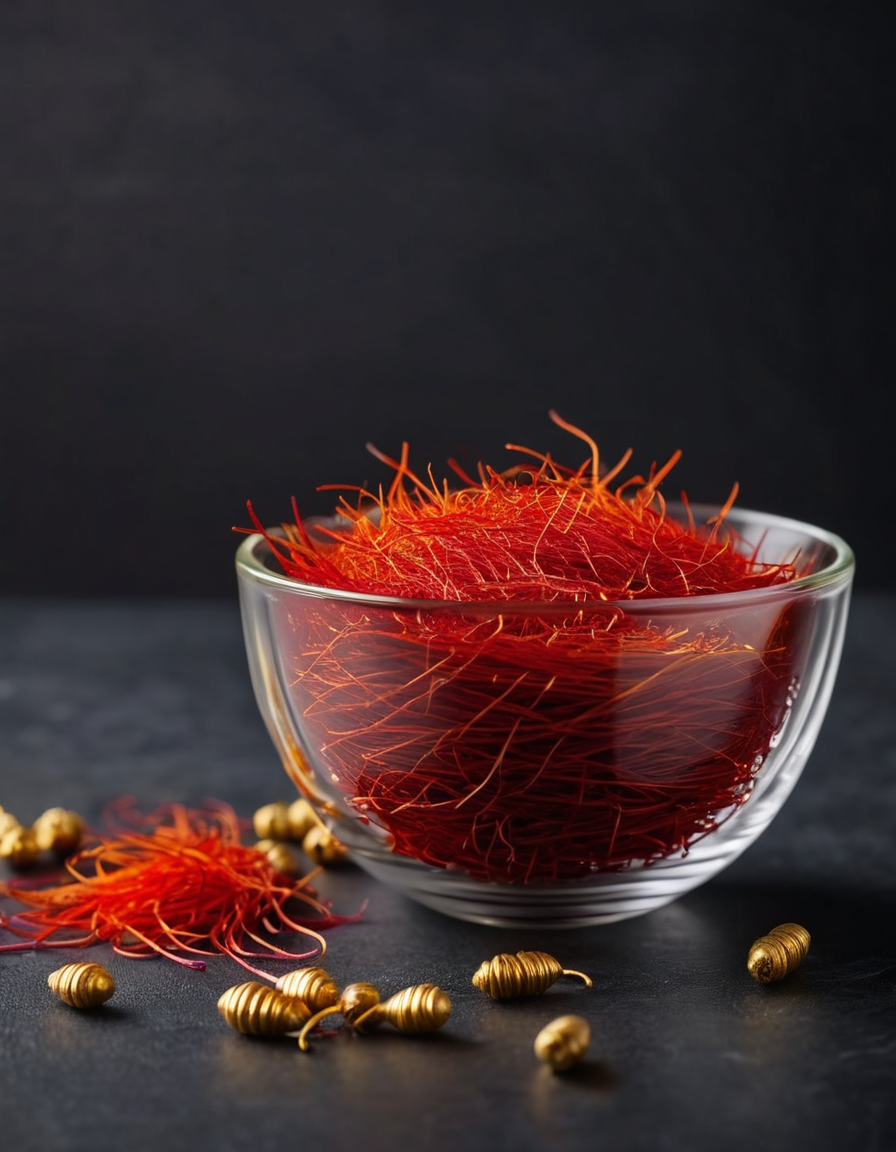 crimson saffron thread texture close-up
