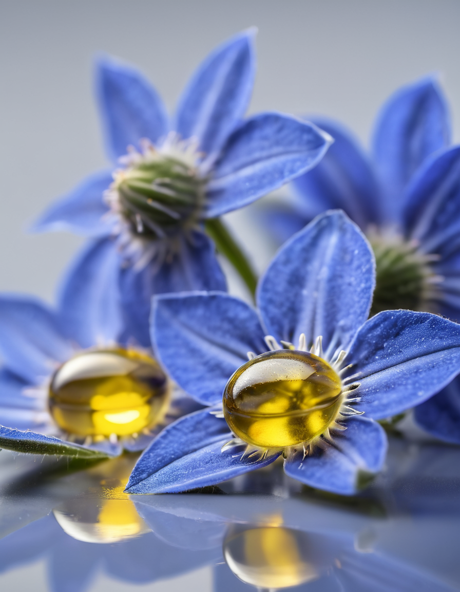 borage seed oil glass bottle with starflower