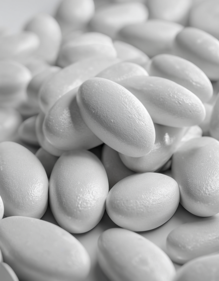 boron 3 mg capsules close up with mineral powder