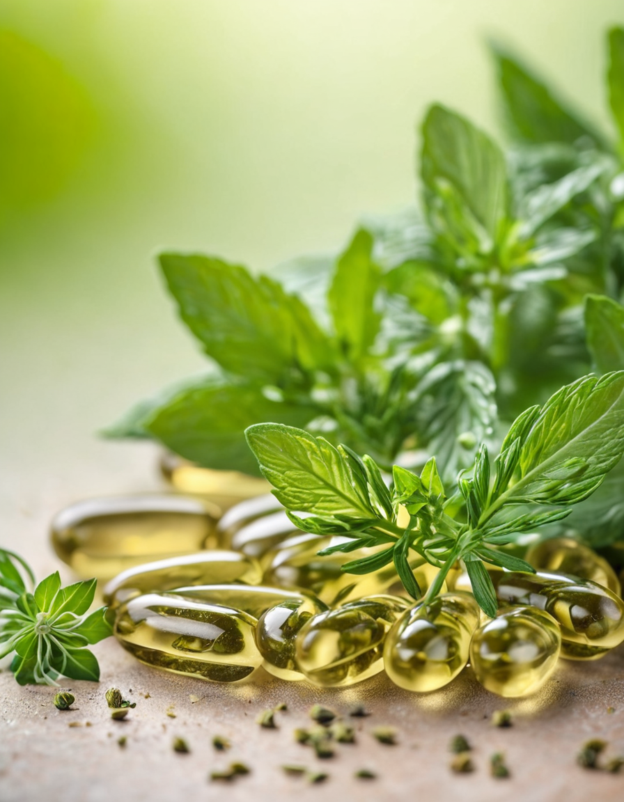 peppermint capsules macro detail