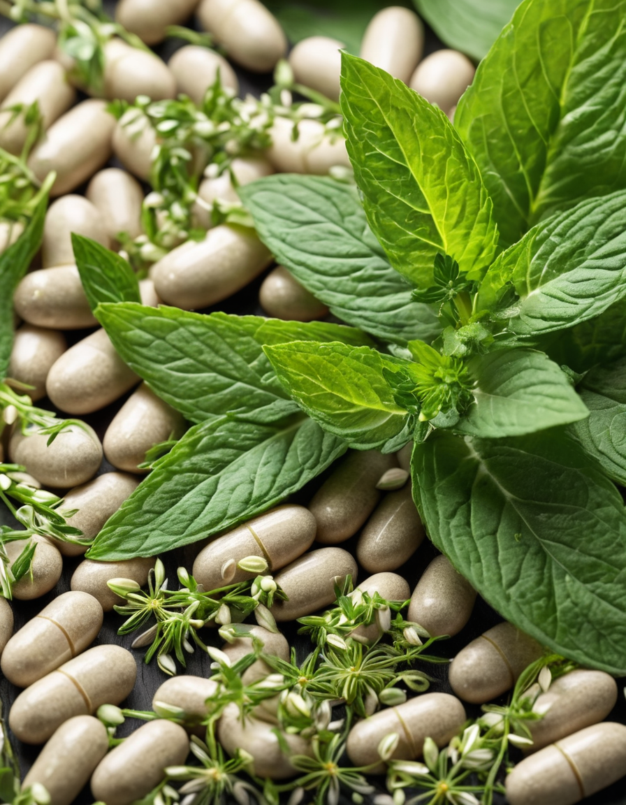 herbal capsules close-up