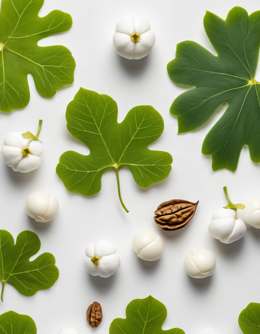 ginkgo leaves and botanicals macro