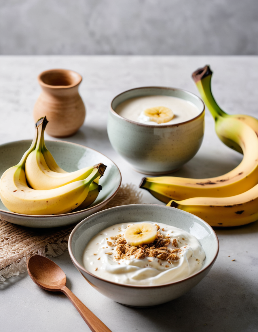 breakfast bowls of yogurt with granola and honey