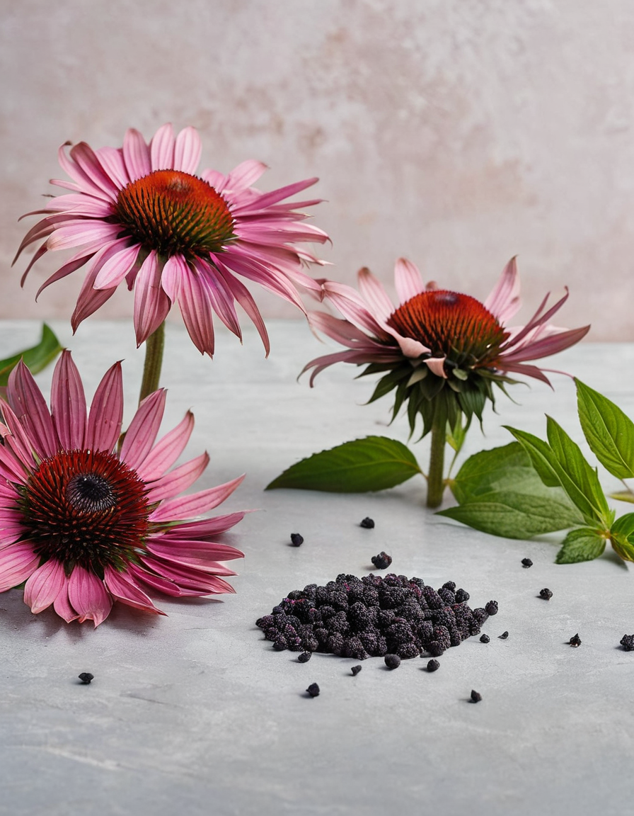 echinacea flowers with seeds close-up
